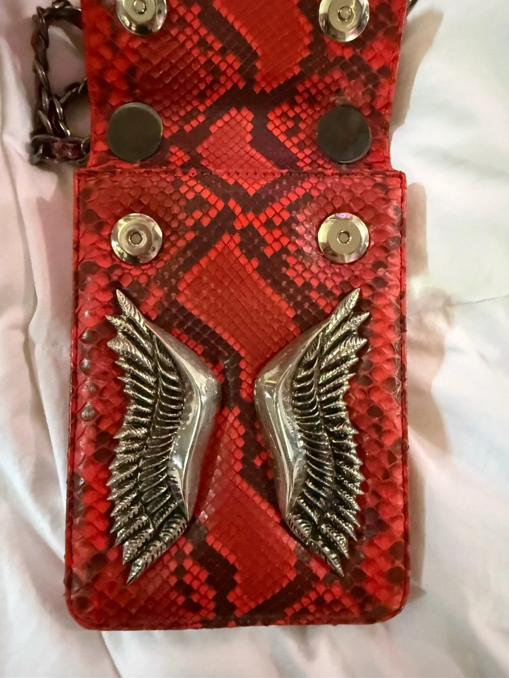 Lina Bora red python crossbody bag